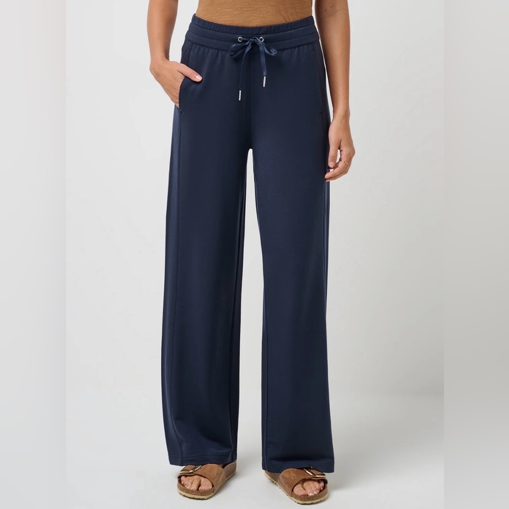 NWT Sz S Travis Mathew Navy Cloud Terry Wide-Leg Jogger Pants - Lightweight